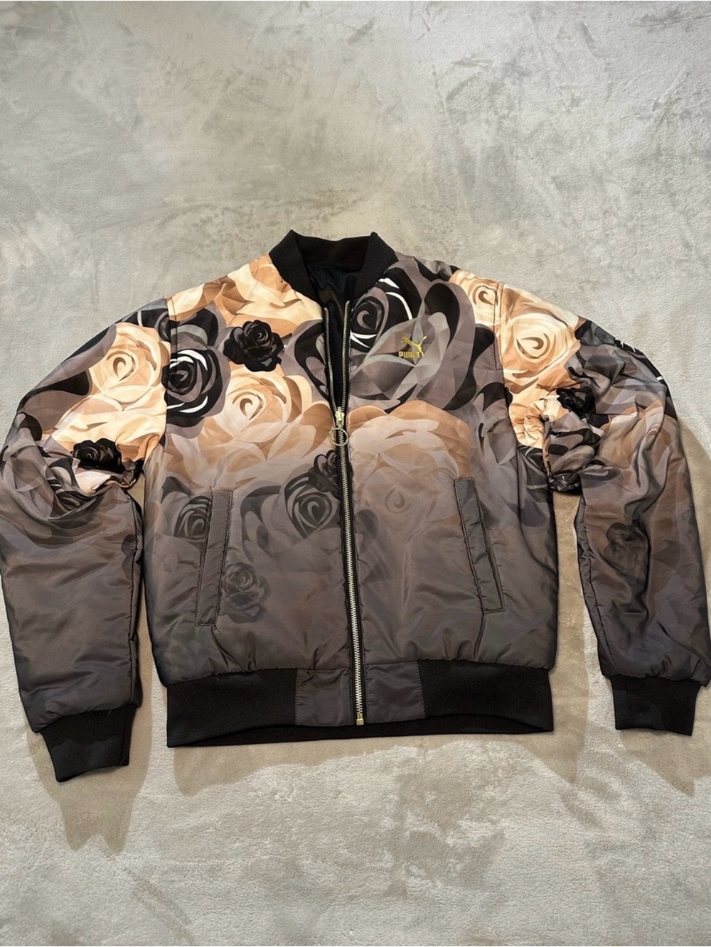 Puma x Careaux Reversible Satin Bomber Jacket Women’s S Floral Black